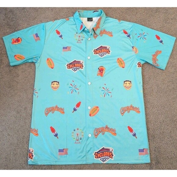 Brooklyn Cyclones 4th of July Coney Island SGA Promotional Hawaiian Shirt Men's - Picture 1 of 5